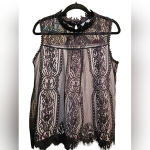Notions Elegant Black Lace Sleeveless Top. Sz 1X